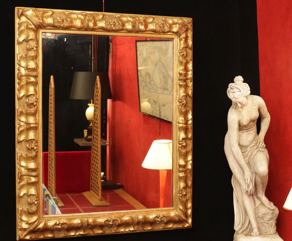 Miroir En Bois Et Stuc Doré Du XIXème Siècle d'époque Napoléon III. -photo-3