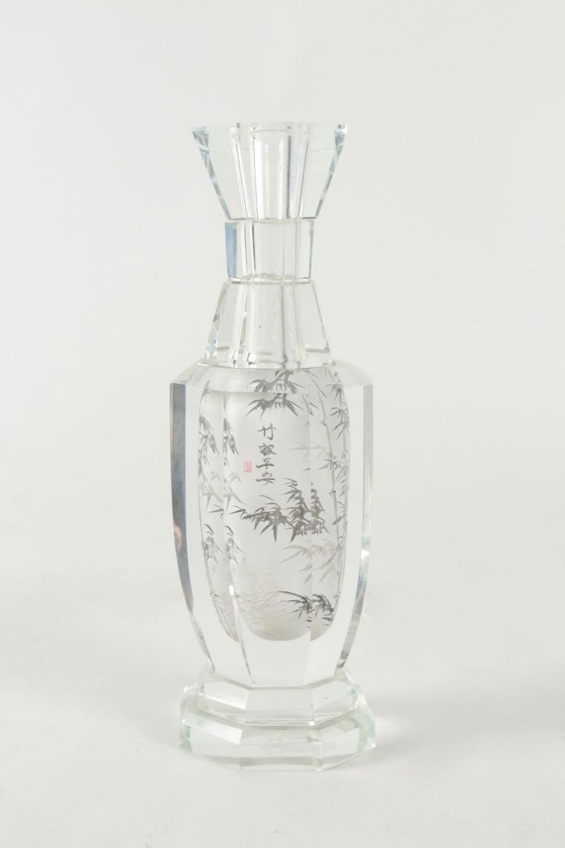 Chinoiserie Vase In Crystal From The 20th Century. 