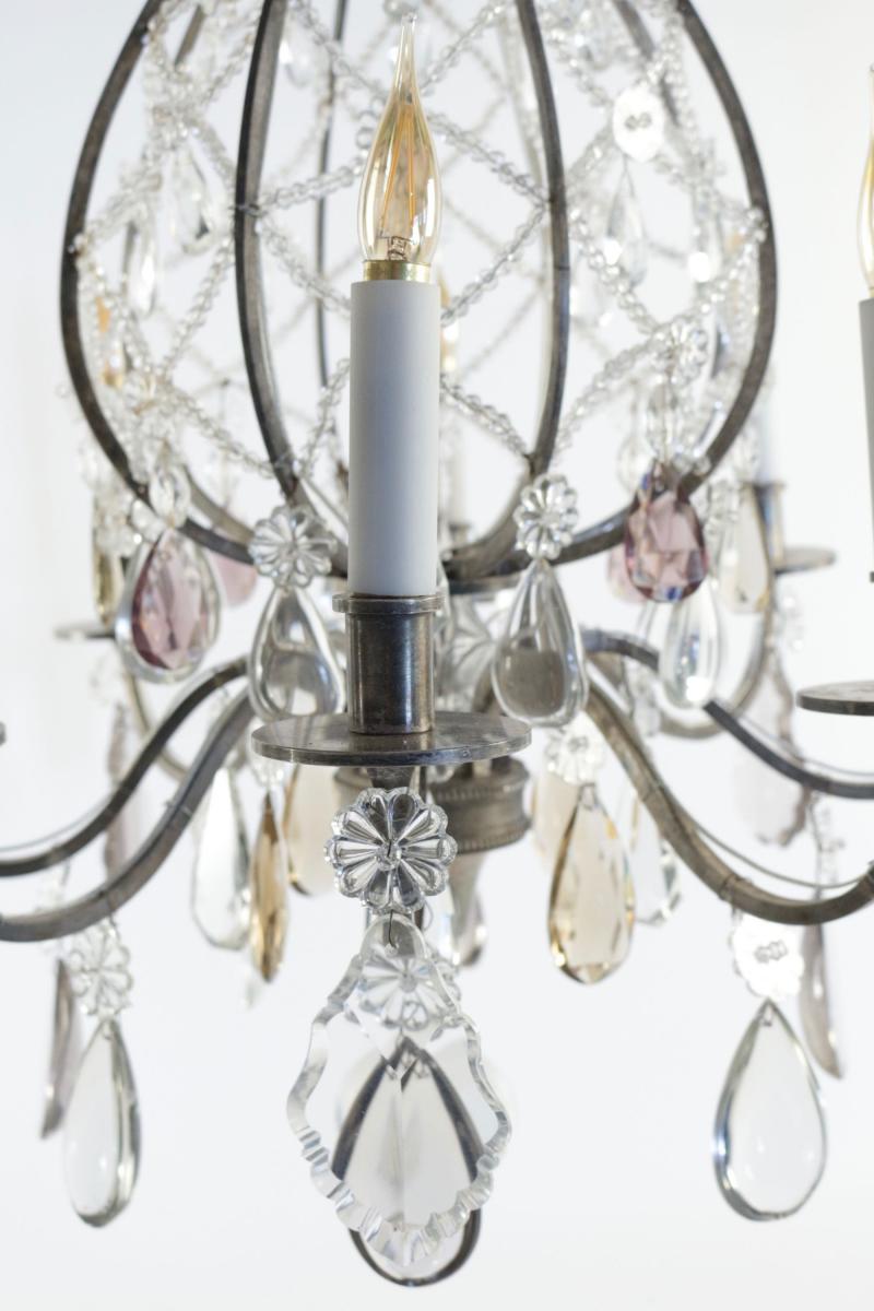 Beautiful Hot Air Balloon Style Chandelier In Silvered Bronze Of The 19th Century -photo-3
