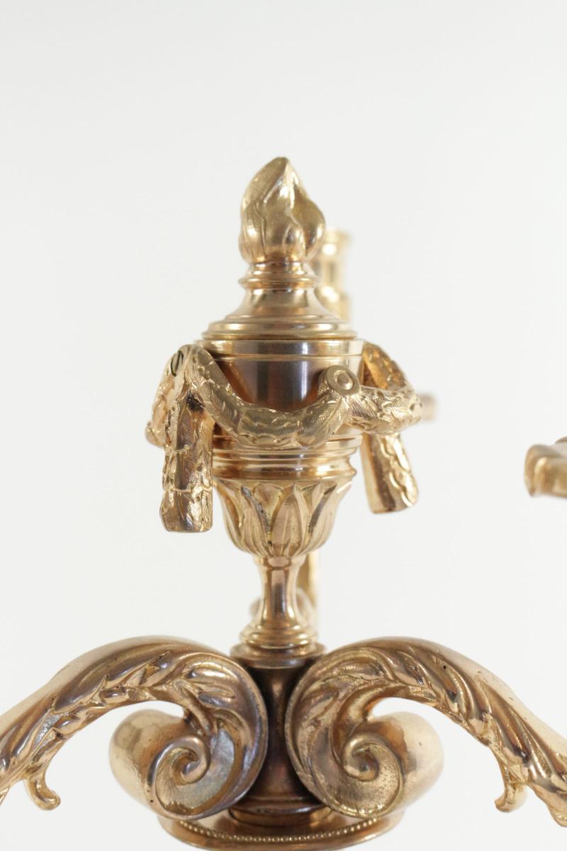 Paire De Candélabre De Style Louis XV En Bronze Doré, 19ème Siècle, époque Napoléon III.-photo-2