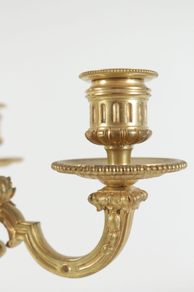 Pair Of Candelabra In The Style Of Louis XV In Gold Gilt Bronze. 19th Century. -photo-4