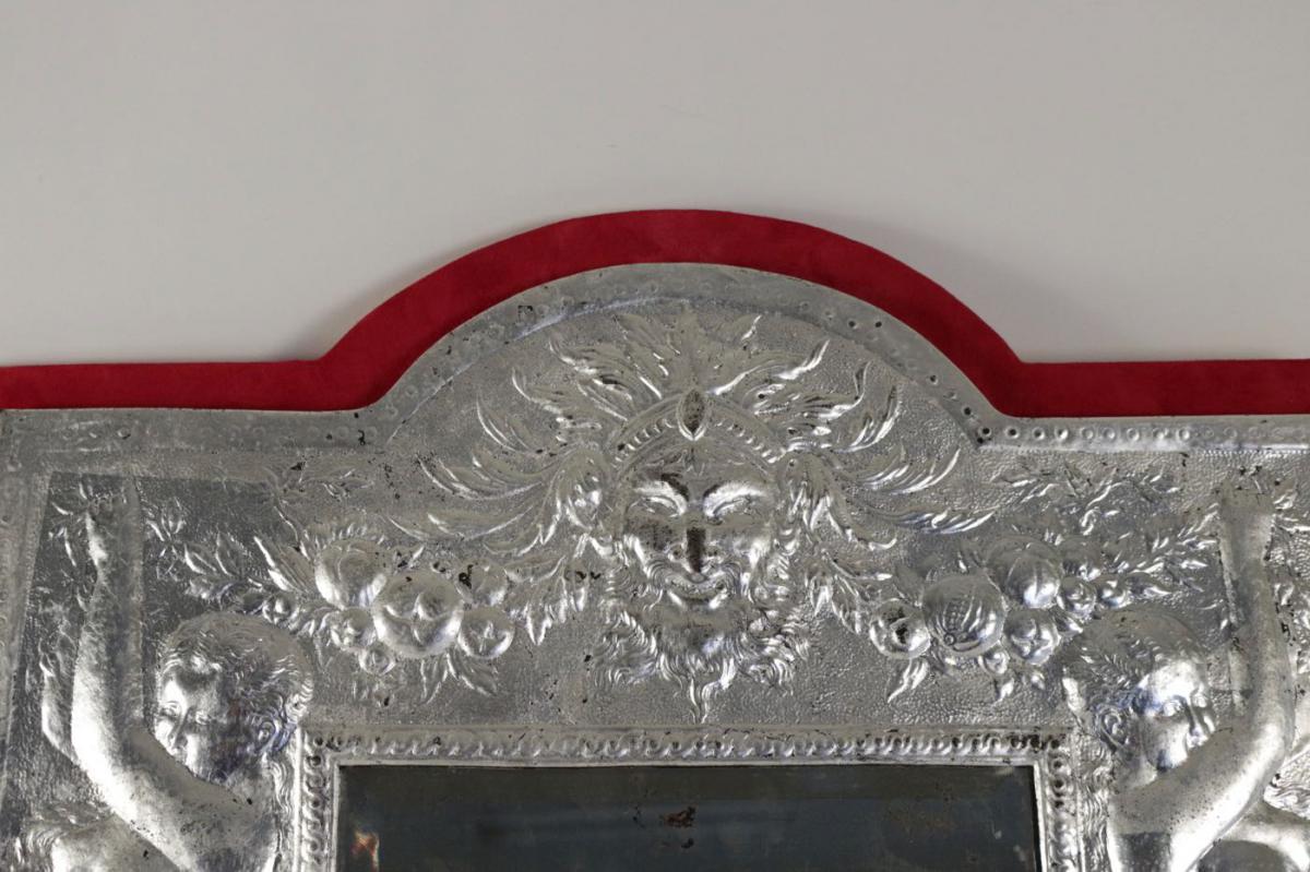 Miroir, XIXème Siècle, En Métal Argenté à La Feuille d'Argent, époque Napoléon III. -photo-4