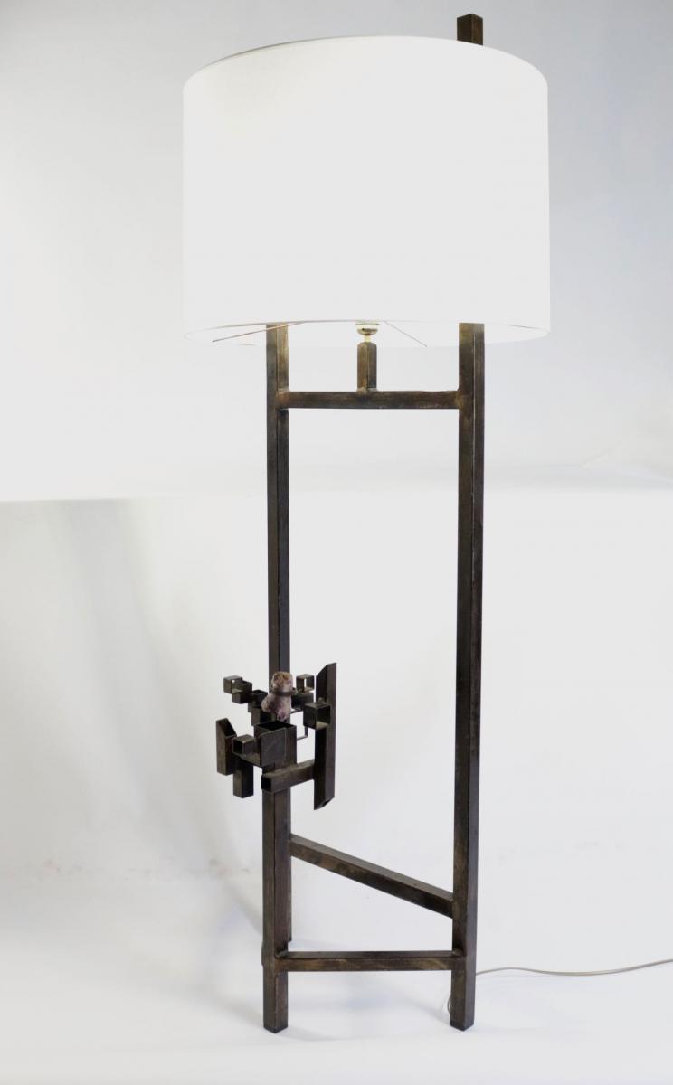 Modernist Floor Lamp, Steel, Amethyst, 1980-photo-2