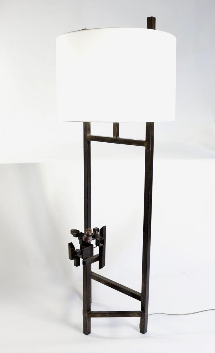 Modernist Floor Lamp, Steel, Amethyst, 1980-photo-4