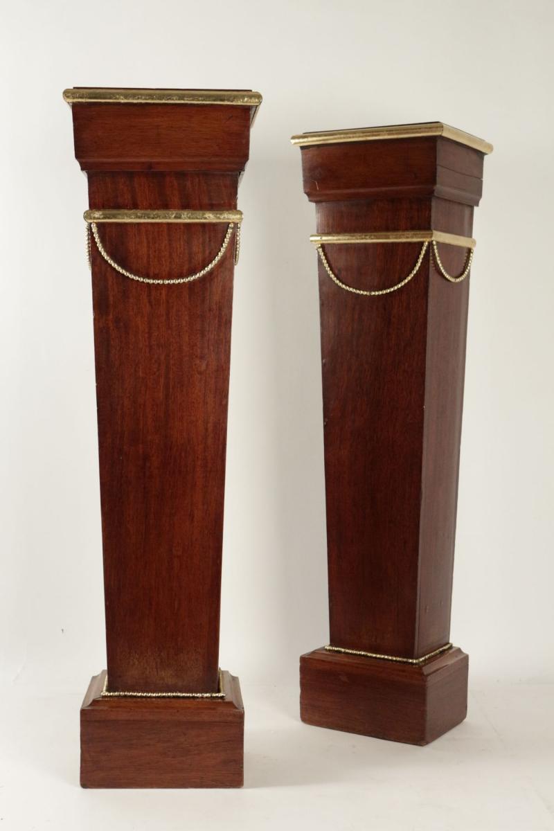 Pair Of Sheaths, Consols, Mahogany, Golden At The Gold Leaf, 19th Century, Napoleon III.