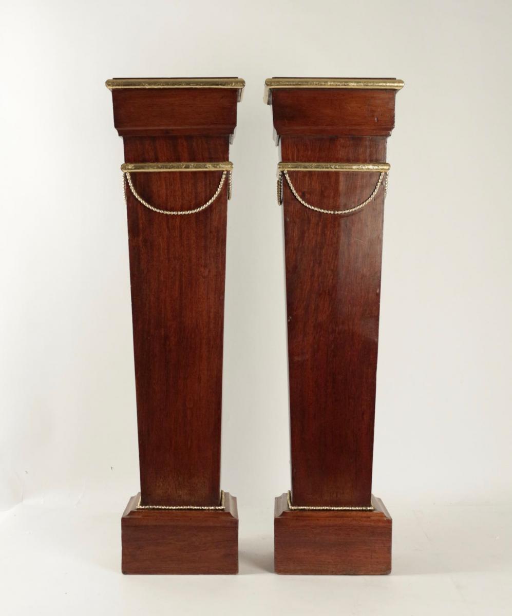 Pair Of Sheaths, Consols, Mahogany, Golden At The Gold Leaf, 19th Century, Napoleon III.-photo-1