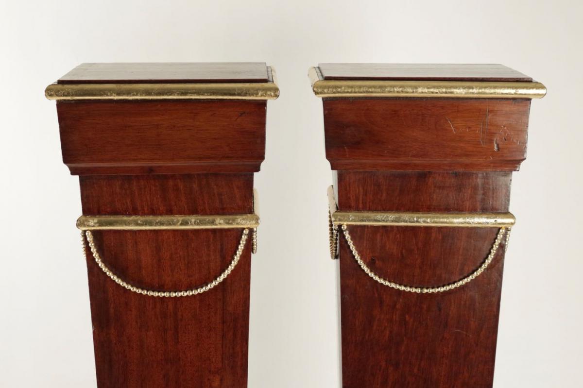 Pair Of Sheaths, Consols, Mahogany, Golden At The Gold Leaf, 19th Century, Napoleon III.-photo-2