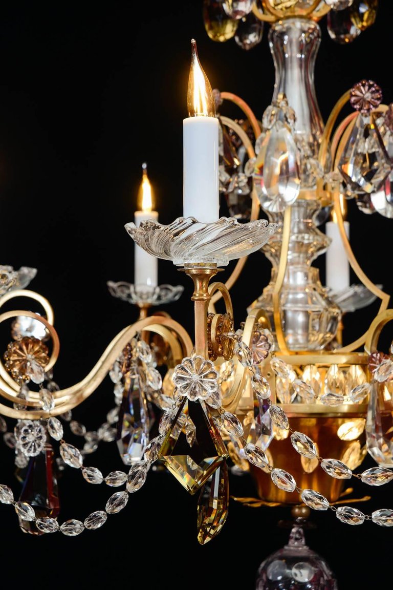 Chandelier, Maison Baguès, 1940, 12 Lights, Crystal Pendants, Large Decoration-photo-2