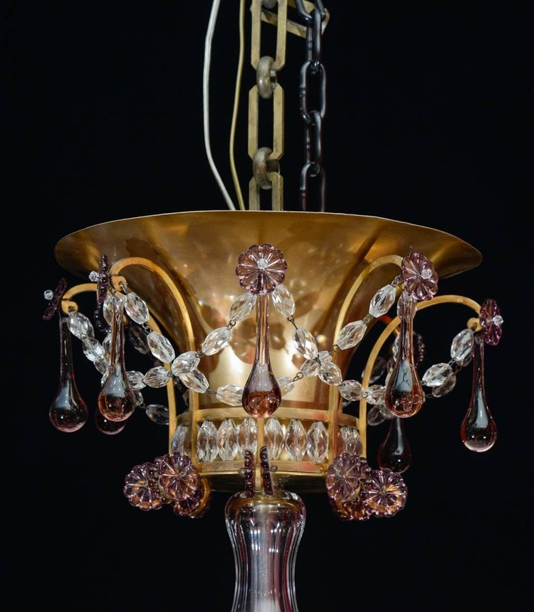 Chandelier, Maison Baguès, 1940, 12 Lights, Crystal Pendants, Large Decoration-photo-3