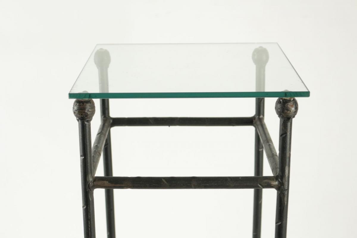 Two Consoles, Wrought Iron Girdles Top Glass-photo-2