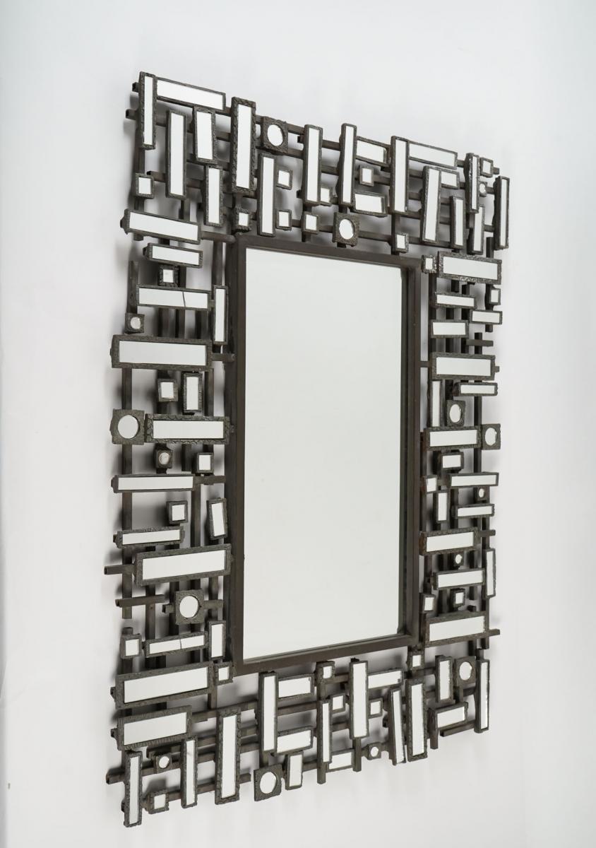 Pair Of Mirrors, Modern Art, Steel And Resin, XXth-photo-3