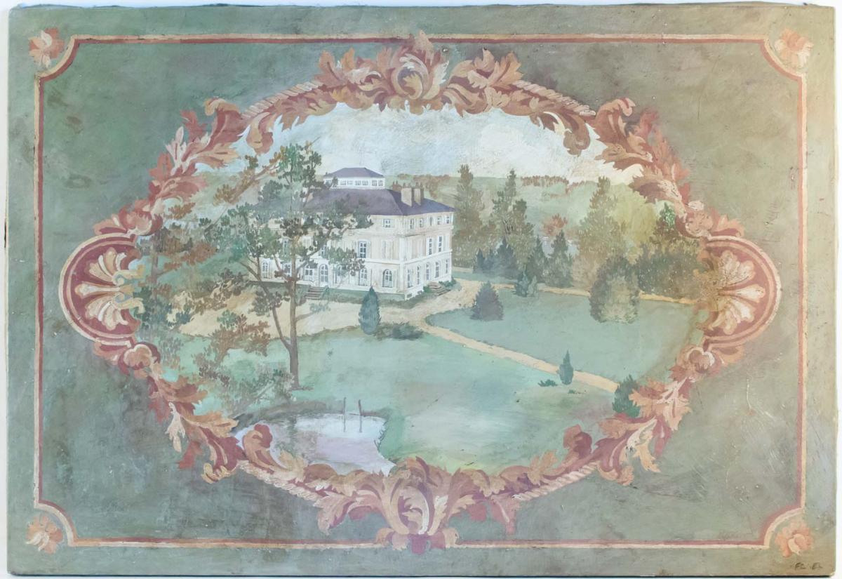 Painted Canvas Of The Twentieth Century In The Taste Of Antiquity, Representing The Castle Of The March-photo-2