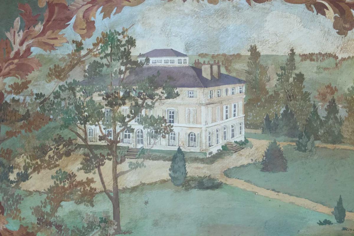Toile Peinte Du XXème Siècle Dans Le Goût De l'Antiquité, Représentant Le Château De La Marche -photo-4