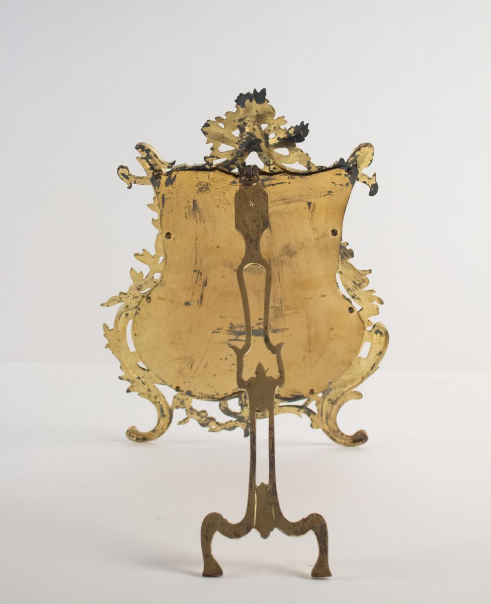 Miroir De Table En Bronze Doré d'Origine, d'époque Napoléon III, Style Louis XV, 19ème Siècle-photo-3