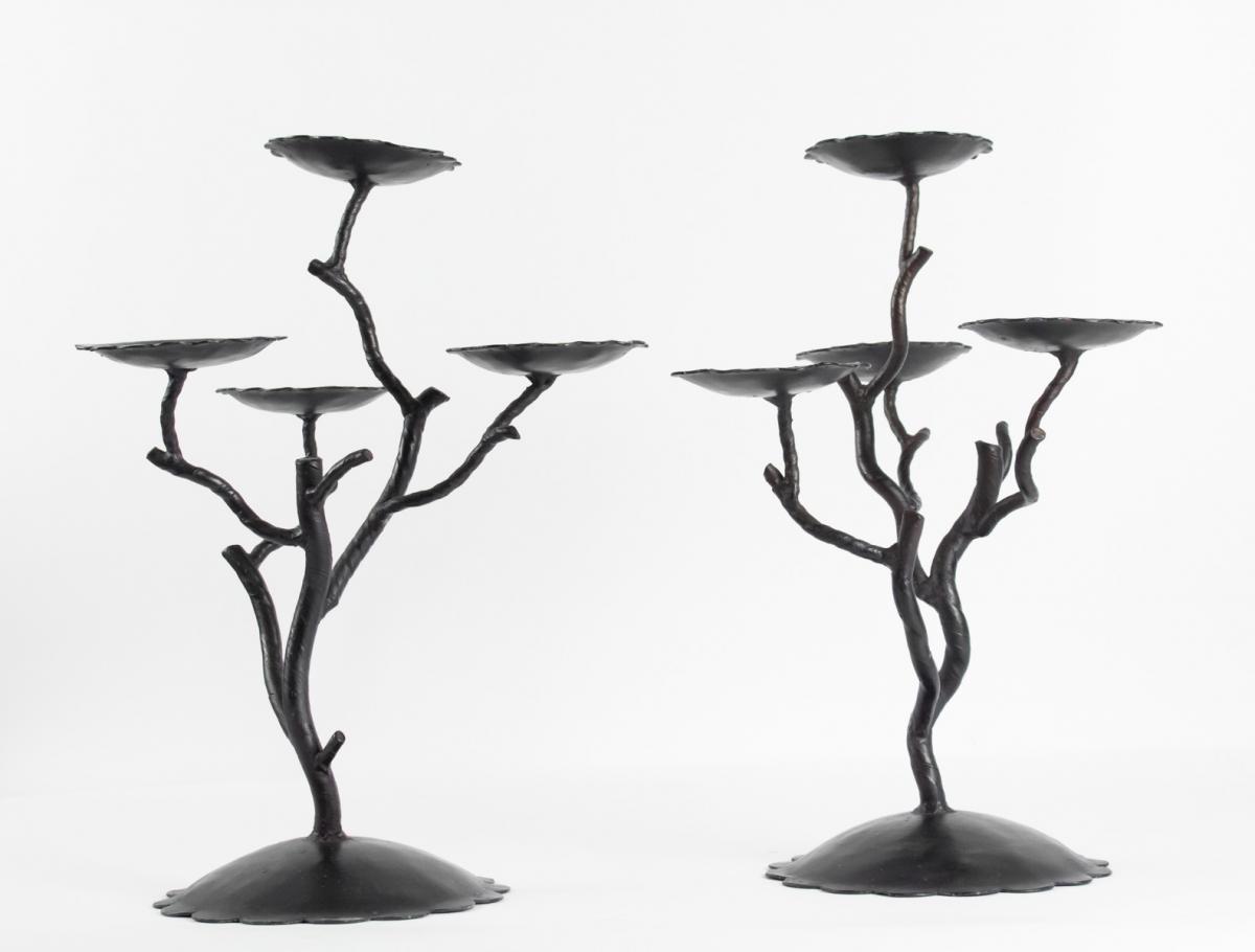 Pair Of Candelabra 4 Branches, XXth Century, Modern Art-photo-2
