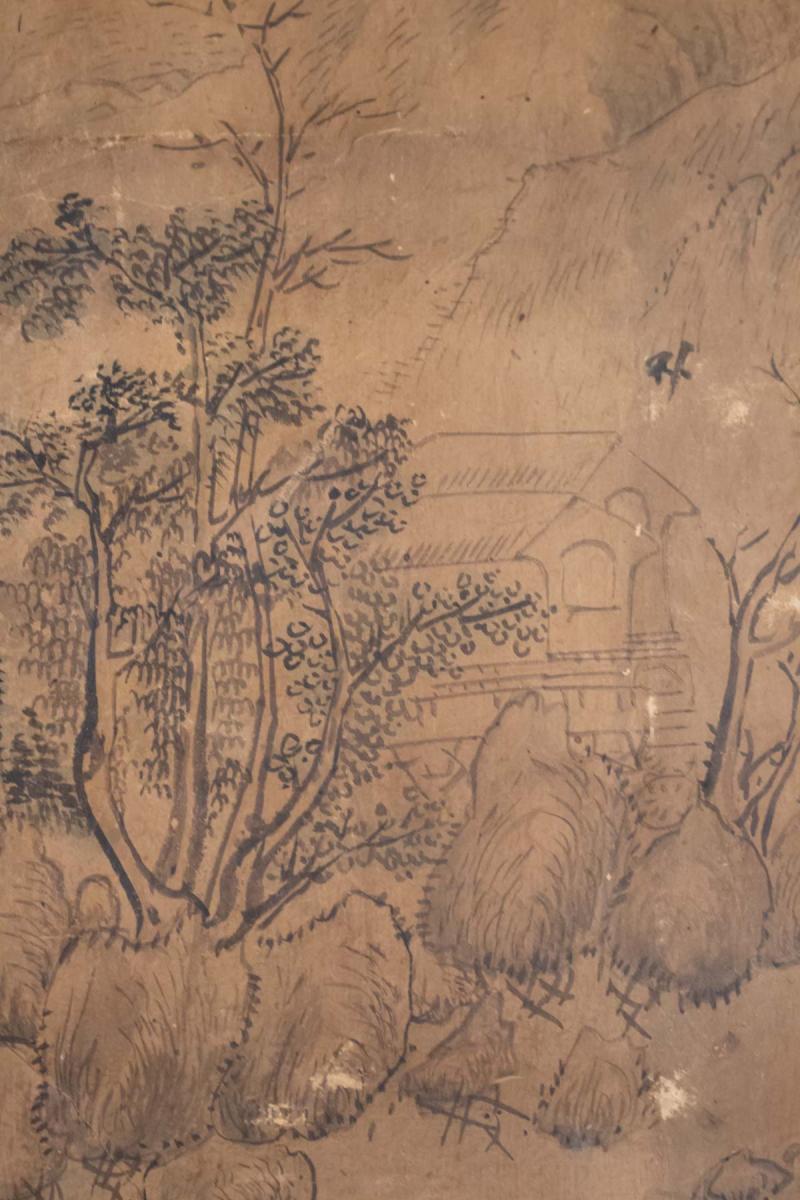 Dessin, Chine, XIXème Siècle Sur Papier Marouflé, Art Asie-photo-2