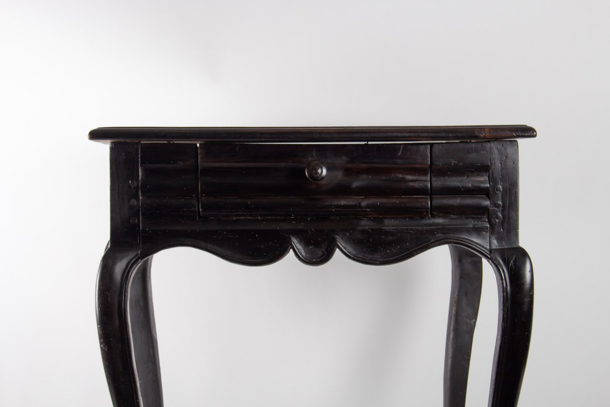 Table, Office From The Beginning Of The 19th Century, Louis XV Style In Blackened Wood-photo-2