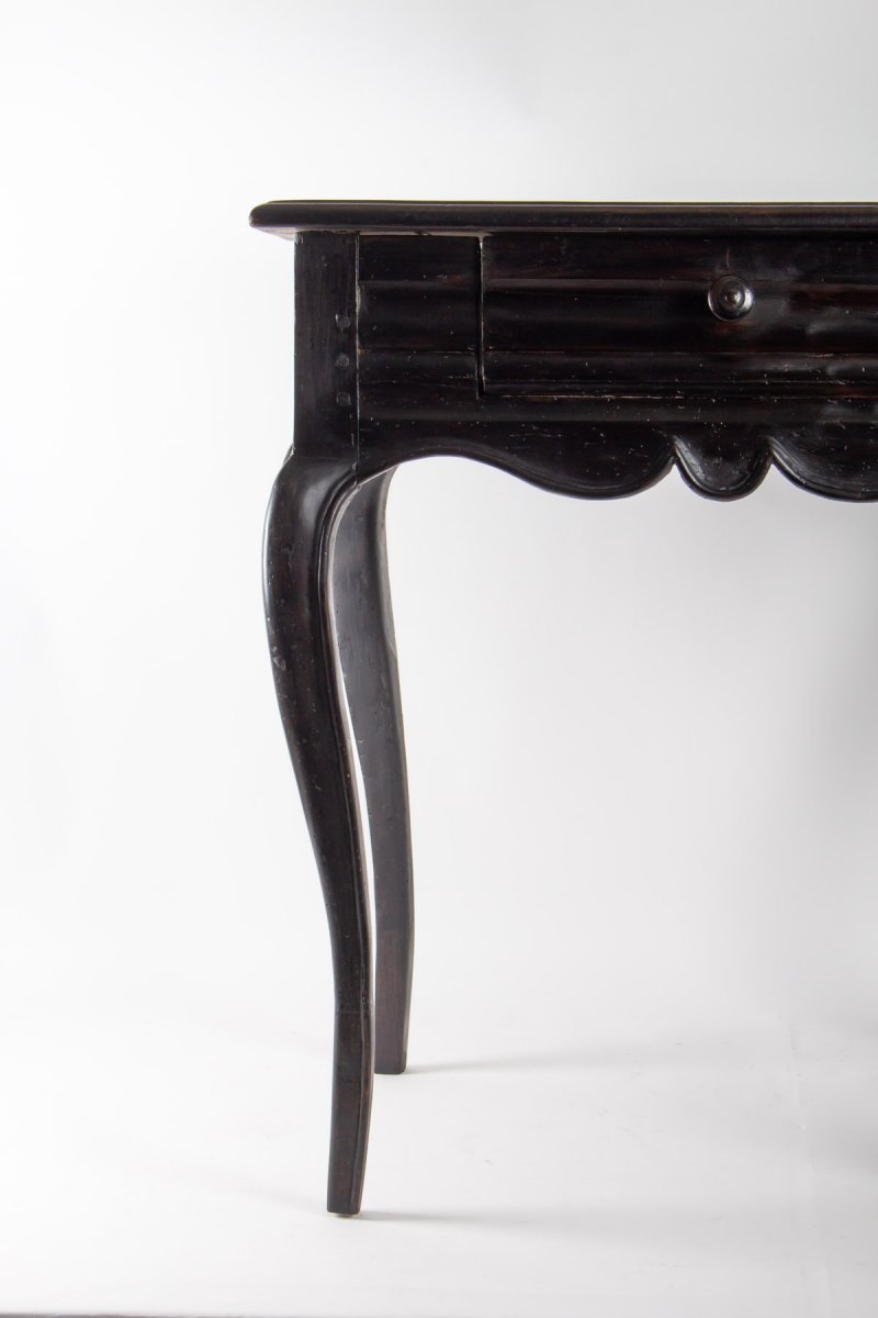 Table, Office From The Beginning Of The 19th Century, Louis XV Style In Blackened Wood-photo-3