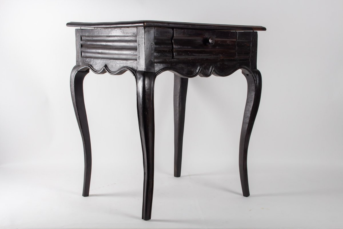 Table, Office From The Beginning Of The 19th Century, Louis XV Style In Blackened Wood-photo-4