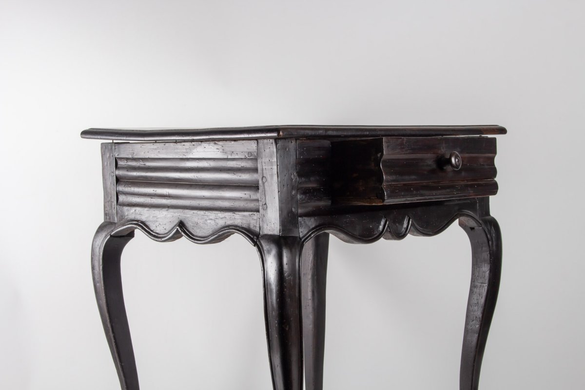 Table, Office From The Beginning Of The 19th Century, Louis XV Style In Blackened Wood-photo-1