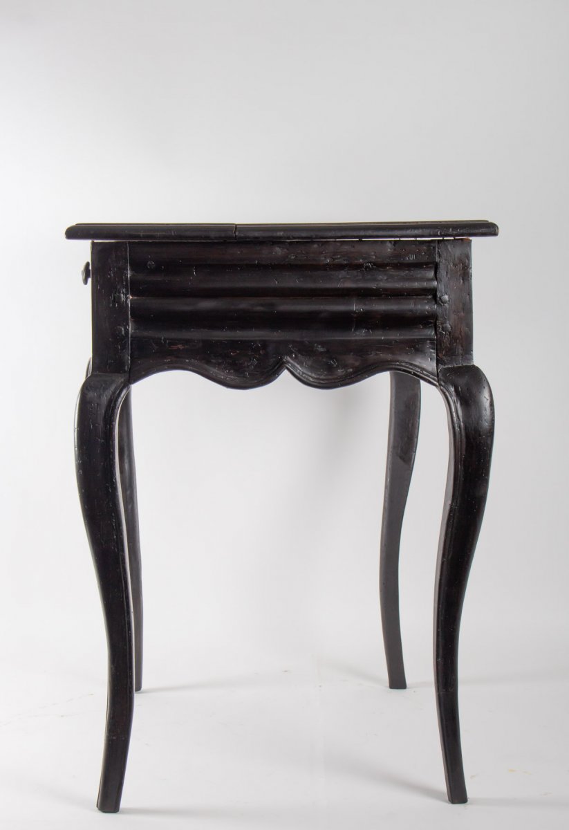 Table, Office From The Beginning Of The 19th Century, Louis XV Style In Blackened Wood-photo-3