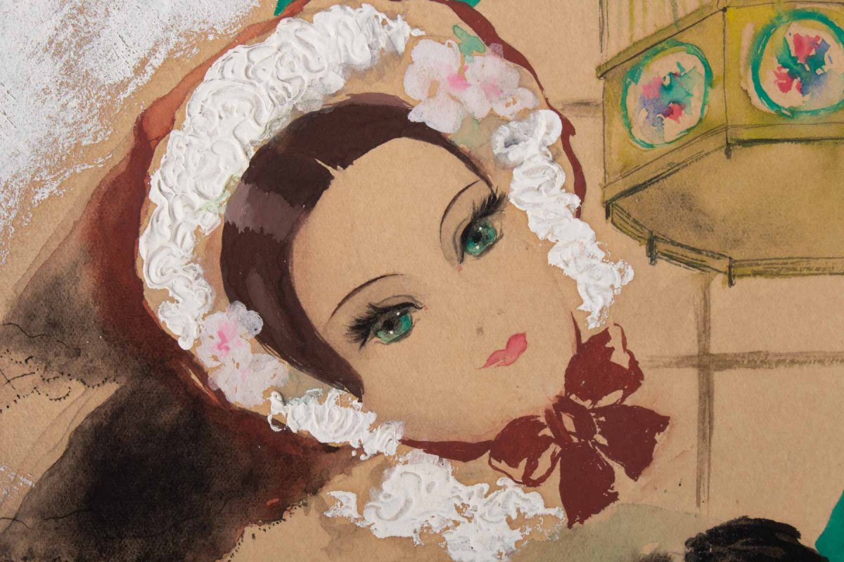 Watercolor, Belle Epoque, 1900-1920, Signed Renée Michèle, Paris-photo-1