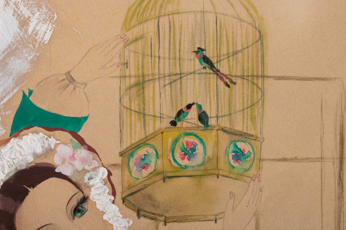 Watercolor, Belle Epoque, 1900-1920, Signed Renée Michèle, Paris-photo-2