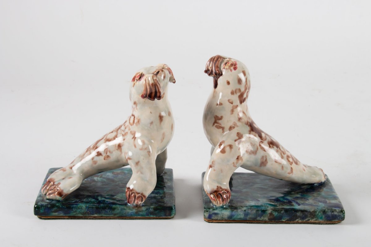 Pair Of Bookends, Seal, Ceramic, 1950-photo-3