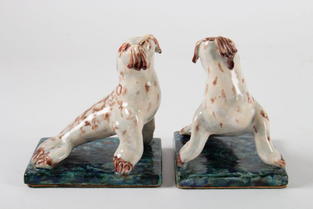 Pair Of Bookends, Seal, Ceramic, 1950-photo-1