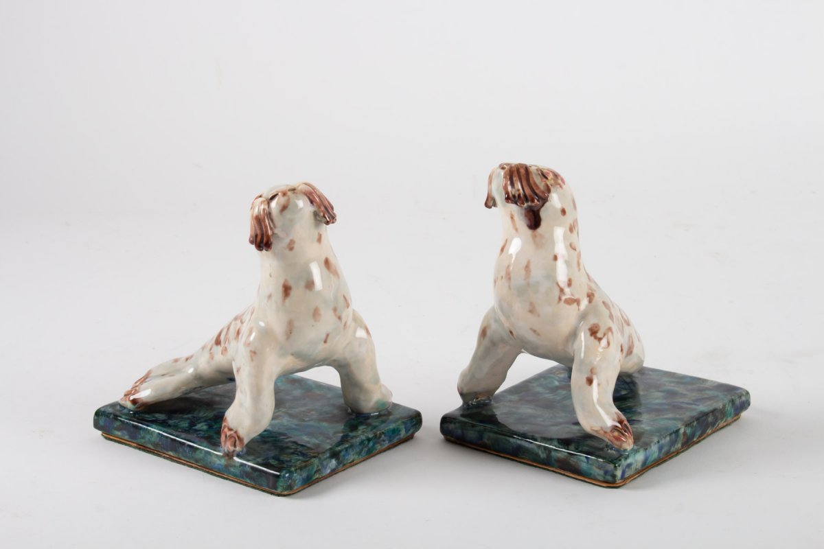 Pair Of Bookends, Seal, Ceramic, 1950-photo-4