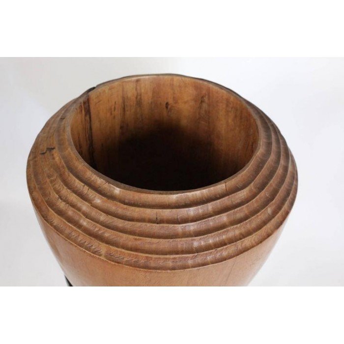 Large Decorative Pot In Solid Wood, Design Of XXth Century-photo-2