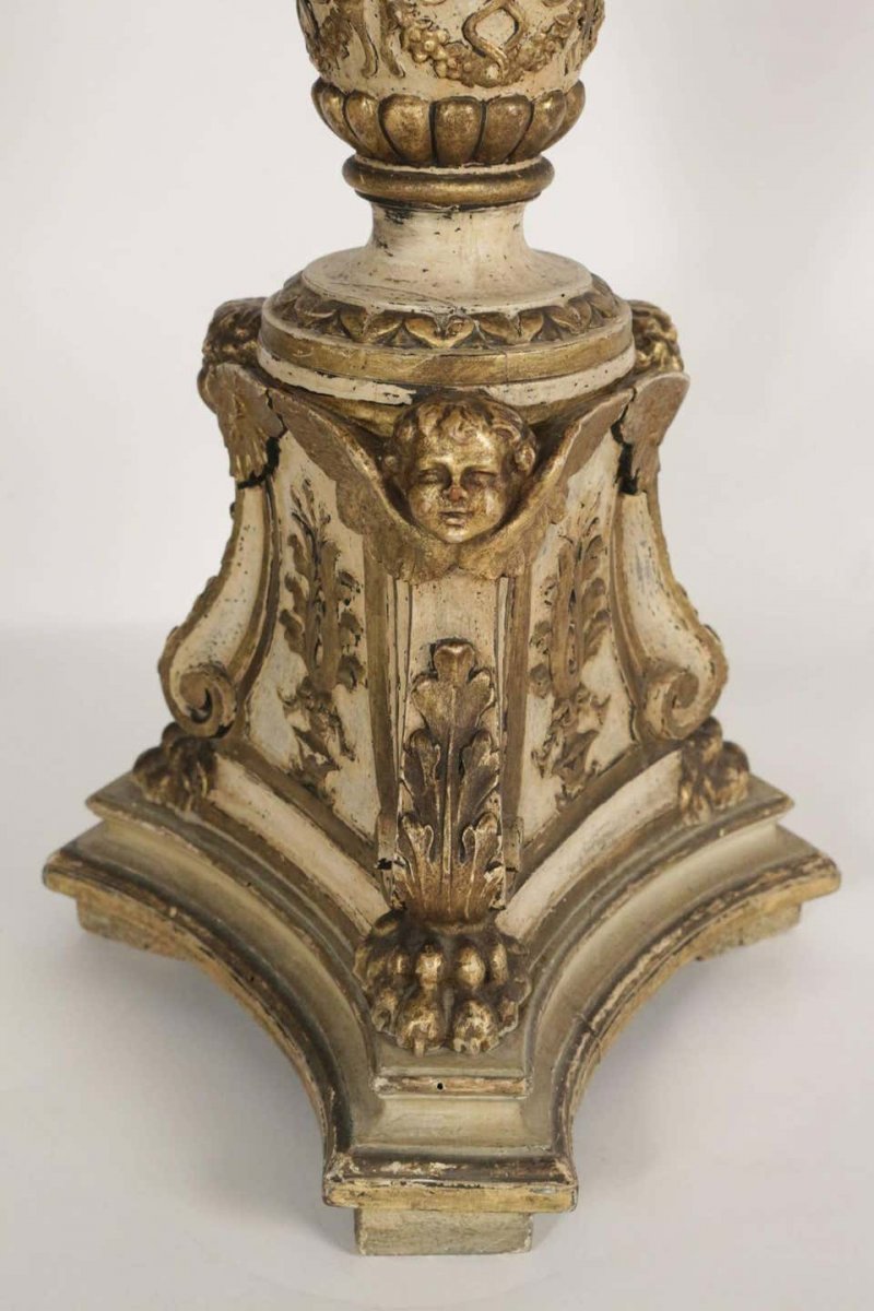 Candle Stick In Sculpted In Lacquer And Good Solid Wood, 19th Century, Napoleon III Period-photo-4