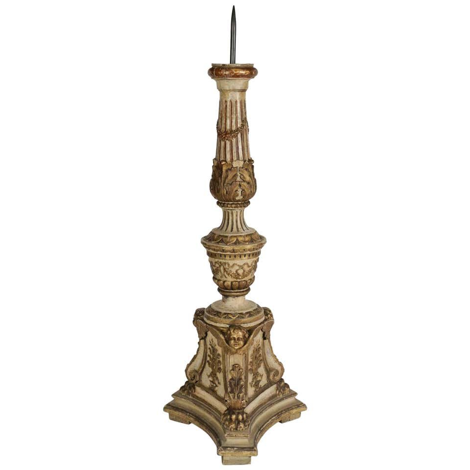 Candle Stick In Sculpted In Lacquer And Good Solid Wood, 19th Century, Napoleon III Period