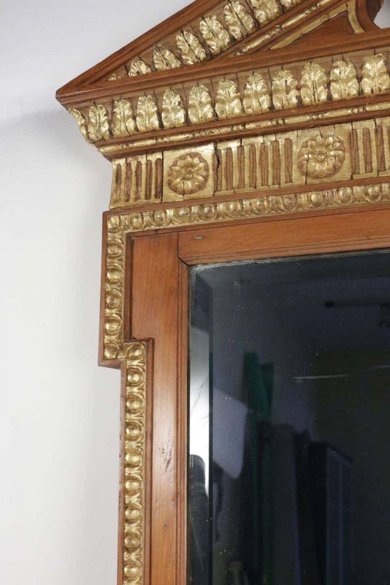  Neoclassical Gilded Wood And Stucco Mirror, Charles X Style Antique -photo-2