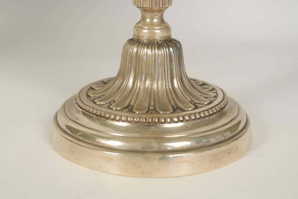 Two Silver Plated Candle Stick Conversions To Lamps -photo-2