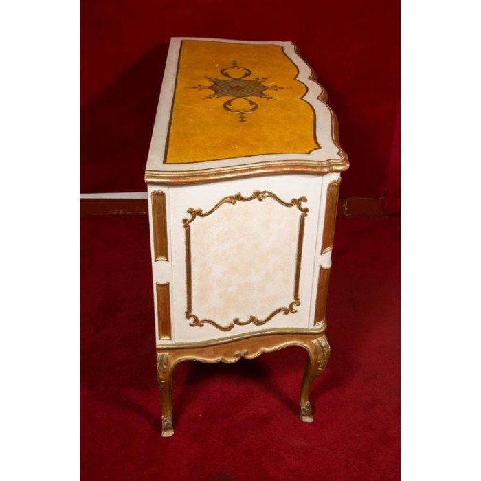 Italian Commode From The 1950's In Wood And Gold Gilt. Very Pretty Design.-photo-2