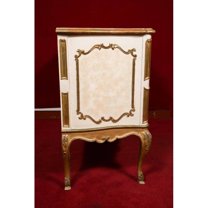 Italian Commode From The 1950's In Wood And Gold Gilt. Very Pretty Design.-photo-3
