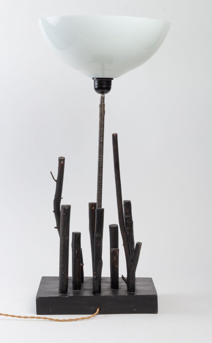  Lamp From The 80's In Wood And Lampshade In Polypropylene -photo-7