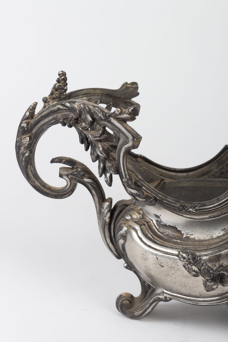 Silver Plated Metal Planter In Louis XV Style -photo-4