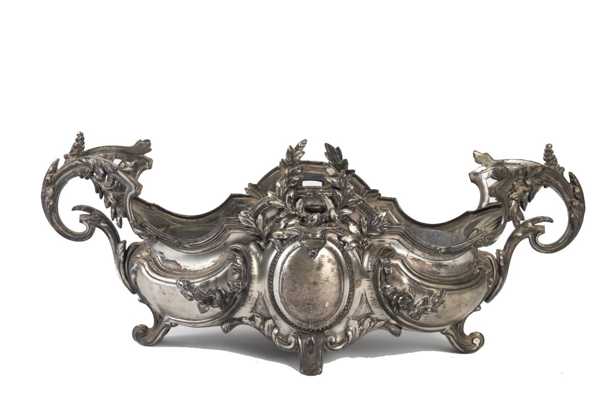 Silver Plated Metal Planter In Louis XV Style 