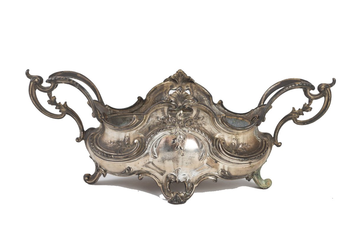 Silver Plated Metal Planter In Louis XV Style 