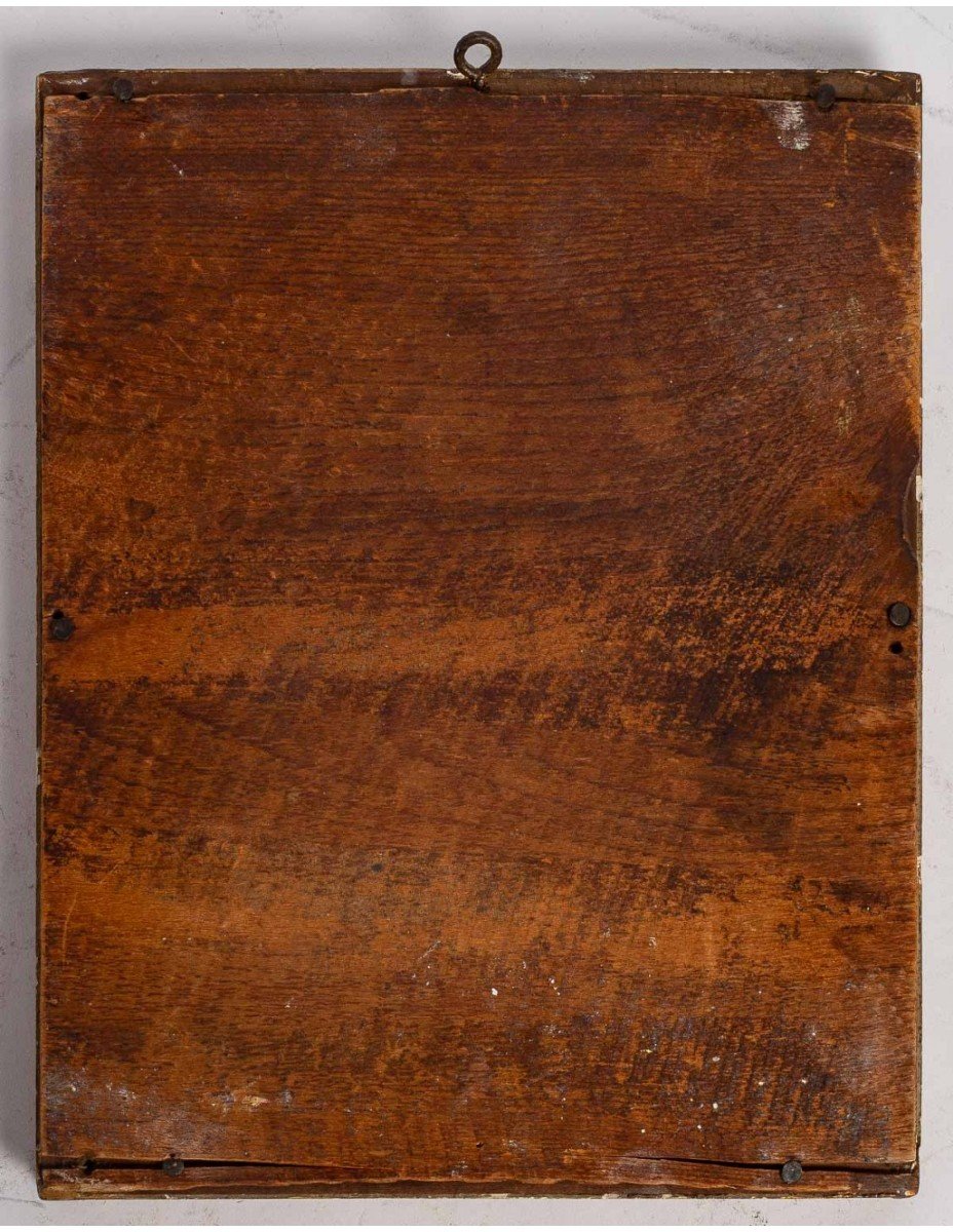 Small Wood And Stucco Mirror-photo-3