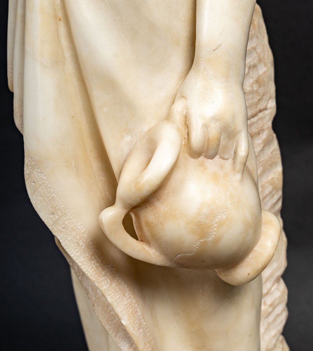 Water Bearer" Alabaster Statue, 19th Century.-photo-3