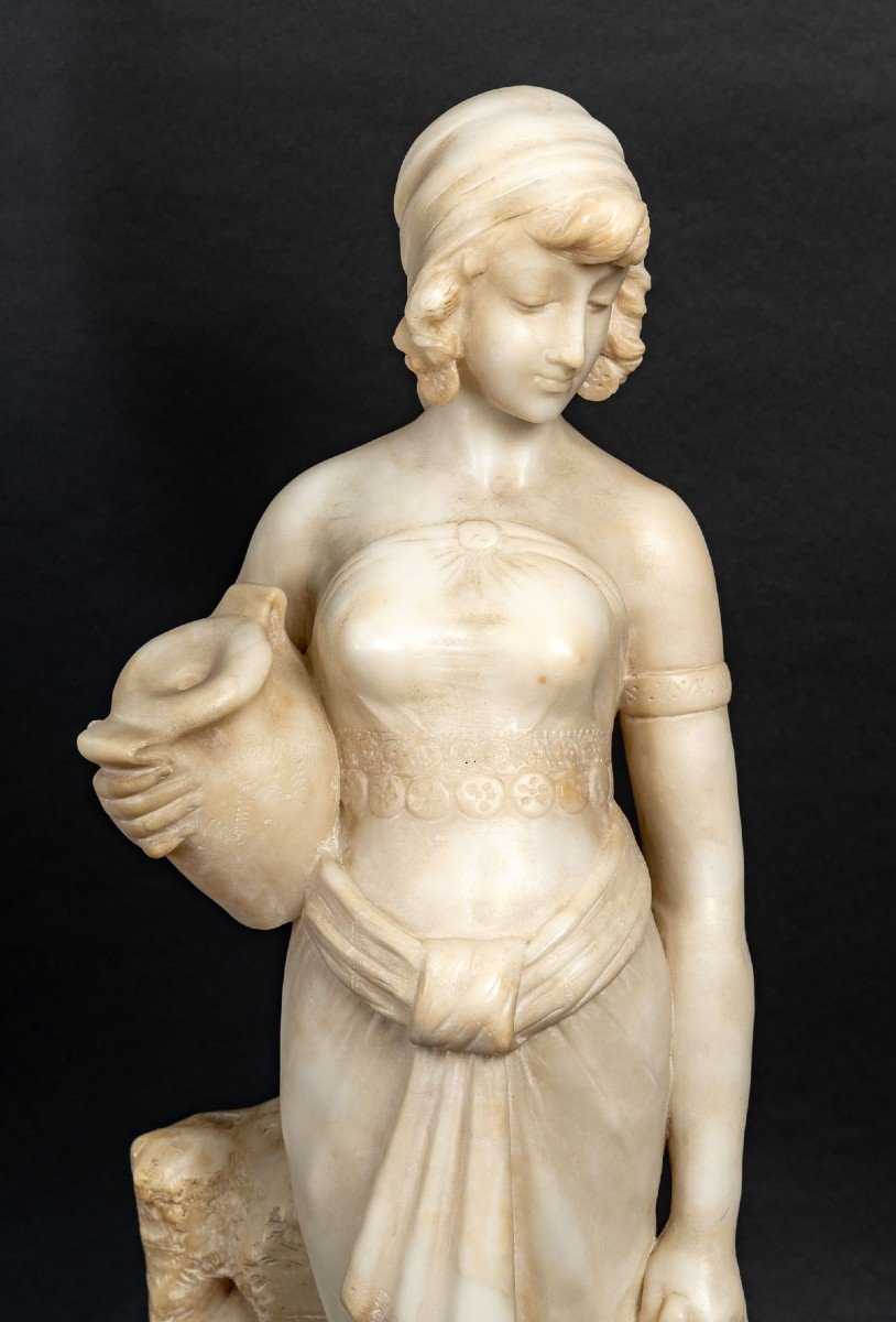 Water Bearer" Alabaster Statue, 19th Century.-photo-4