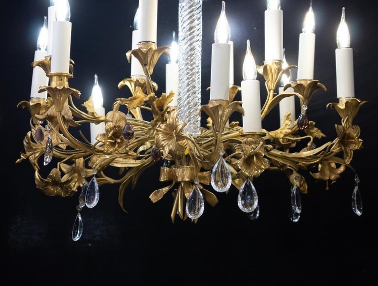 Gilt Bronze And Crystal Chandelier-photo-4