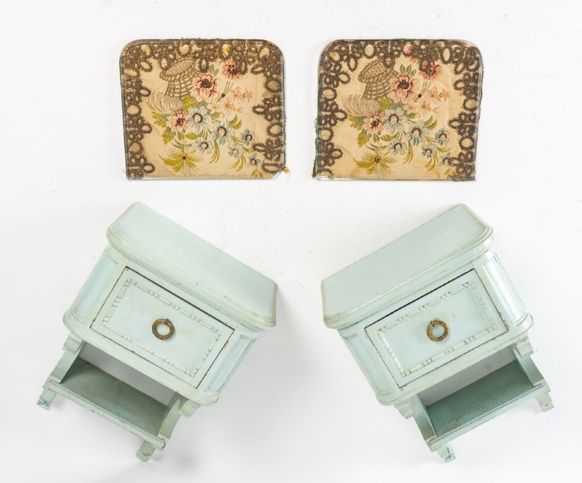 Pair Of Wall Consoles With Embroidery, Early 20th Century-photo-3