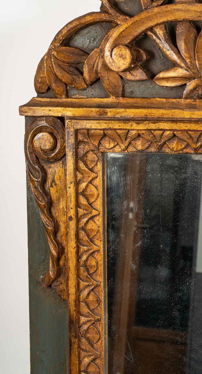 Grand Miroir En Bois Sculpté, Style Louis XVI, Fin XIXème Siècle-photo-2