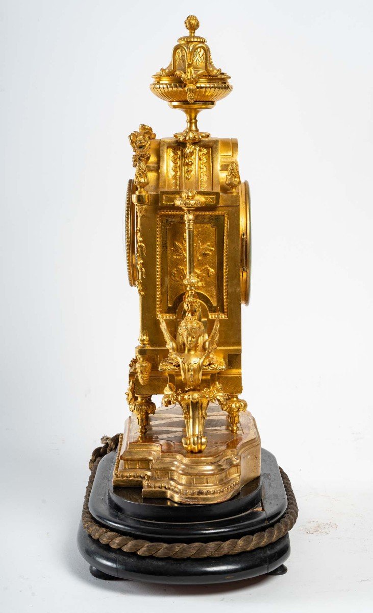 Pendule En Bronze Doré, XIXème Siècle-photo-4