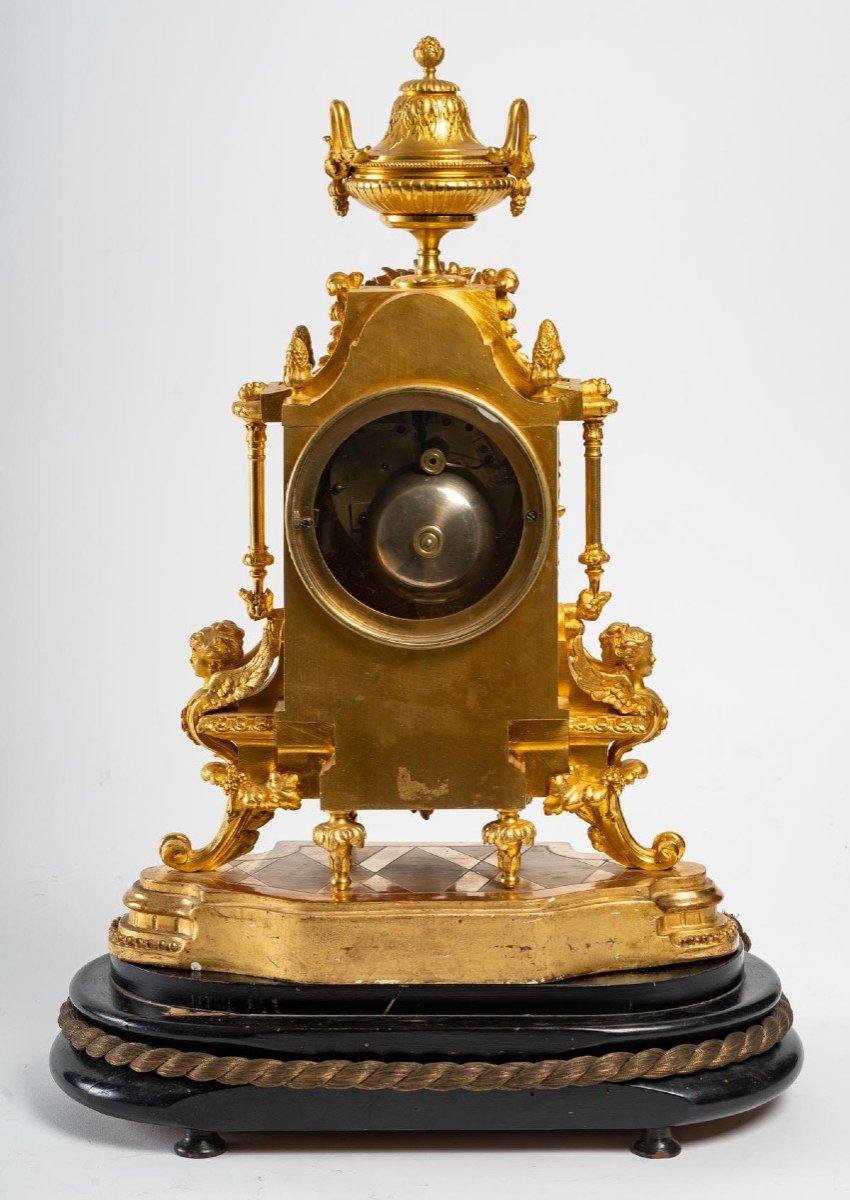Pendule En Bronze Doré, XIXème Siècle-photo-6