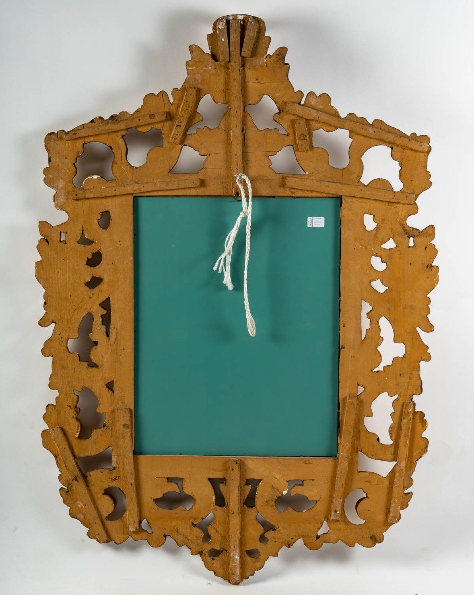 Miroir Italien En Bois Sculpté Doré-photo-2